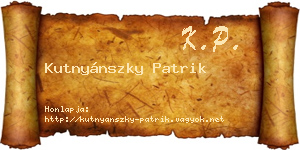Kutnyánszky Patrik névjegykártya
